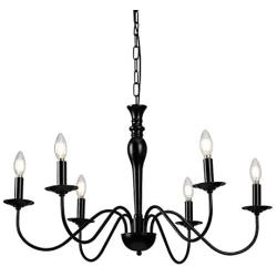 Riomasee Rustic Farmhouse Chandelier 6-Lights Black Chandelier Metal Candle Chandelier Light Fixture for Dining,Living Room,Foyer,Bedroom,Kitchen Island 30.34 Inches