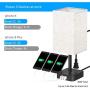 COZOO USB Bedside Table & Desk Lamp with 3 USB Charging Ports and 2 Outlets Power Strip,Square Black Charger Base with Flaxen Fabric Shade, LED Light for Bedroom/Nightstand/Living Room