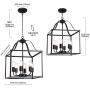 MELUCEE 6 Lights Farmhouse Chandelier Bird Cage 16-Inch Black Finish Light Fixtures Ceiling Hanging Industrial Pendant Lighting for Kitchen Island Foyer Entryway Porch