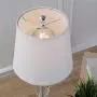 Pauwer Modern Clear Crystal Table Lamps Set of 2 Bedroom Living Room Bedside 19-inch Chrome Table Lamp Set with White Fabric Shade