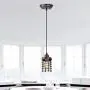 LALUZ Pendant Lighting for Kitchen Island, Farmhouse Mini Cage Hanging Lamp for Dining Room,Bar, Brown Rust Finish