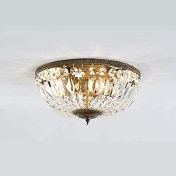 BAYCHEER Round Shaped Clear Crystal Ceiling Lghting Ftures with 3 Lghts Retro Art Dcoration Flush Mount Ceiling Light for Hallway Dining Living Room Kitchen Boudoir 9.84inch (Bronze)