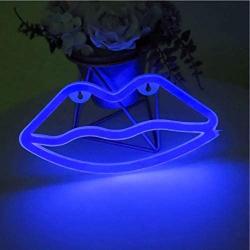 LED Blue Lip Neon Light, Cute Neon Lip Sign, Room Decor Battery or USB Powered 4.5V Art LED Decorative Lights Night Lights Indoor for Home, Bedroom, Office,Dorm,Party (Blue Lip)