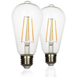 Yueximei Vintage LED Edison Light Bulbs,6W Dimmable Filament Bulb 60W Equivalent,3000K Soft White E26 Base,ST64 Antique Light Bulbs for Home, Reading Room,Table Lamp, 2 Pack