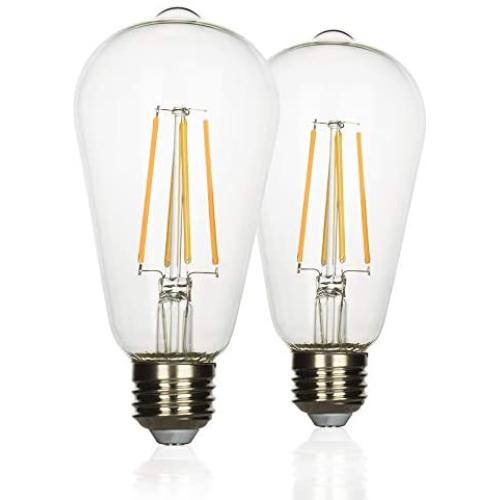 Yueximei Vintage LED Edison Light Bulbs,6W Dimmable Filament Bulb 60W Equivalent,3000K Soft White E26 Base,ST64 Antique Light Bulbs for Home, Reading Room,Table Lamp, 2 Pack