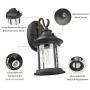 2-Pack Dusk to Dawn Sensor Outdoor Wall Lantern, Exterior Wall Sconce Porch Light Fixture with E26 Socket, 100% Anti-Rust Aluminum Waterproof, Clear Glass Matte Black Wall Lamp for Doorway Garage