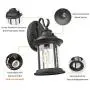 2-Pack Dusk to Dawn Sensor Outdoor Wall Lantern, Exterior Wall Sconce Porch Light Fixture with E26 Socket, 100% Anti-Rust Aluminum Waterproof, Clear Glass Matte Black Wall Lamp for Doorway Garage