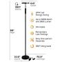 Daylight LED Floor Standing Lamp - Tall Modern Reading Task Uplight - 24W Adjustable Warm Cool Super Bright Natural Light Torchiere for Living Room, Dorm, Bedroom or Office - Dimmable - Black