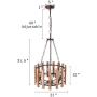 Anmytek Wood Metal Chandelier Orb Pendant Light, Rustic Industrial Edison Hanging Light Dining Room Vintage Ceiling Light Fixture 8 Lights, Brown (C0049)