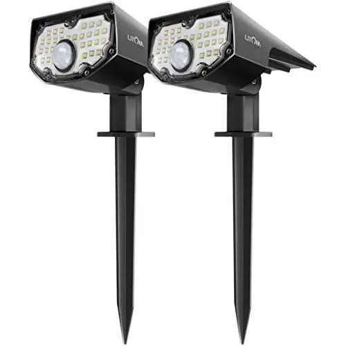 LITOM 30 LEDs Solar Motion Sensor Landscape Spotlights, IP67 Waterproof Outdoor Solar Powered Security Wall Light 3 Modes Solar Landscaping Lighting for Yard Garden Garage Pool Patio 2 Pack Cold White LITOM 30 LEDs Solar Motion Sensor Landscape Spotlights, IP67 Waterproof Outdoor Solar Powered Security Wall Light 3 Modes Solar Landscaping Lighting for Yard Garden Garage Pool Patio 2 Pack Cold White