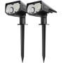 LITOM 30 LEDs Solar Motion Sensor Landscape Spotlights, IP67 Waterproof Outdoor Solar Powered Security Wall Light 3 Modes Solar Landscaping Lighting for Yard Garden Garage Pool Patio 2 Pack Cold White