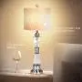 KAYBELE Modern Clear Crystal Diamond Table Lamp Bedroom Living Room Bedside 33-inch Chrome Table Lamp with White Fabric Shade Decorative Nightstand Lamp Light for Bedroom, Dresser, Dining Room