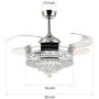 APBEAM Modern Crystal Chandelier Ceiling Fans with Retractable Blades, 36 Inch Fandelier Ceiling Fan with Light Dimmable for Living Room Dining Room Bedroom Chrome Finish