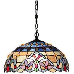 Chloe Lighting CH33381VB18-DH2 Tiffany Style Victorian 2-Light Ceiling Pendant Fixture 18-Inch Shade, Multicolored