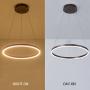 Harchee Modern LED Ring Chandelier Acrylic Round Shape Ceiling Light Fixture, Adjustable LED Circle Pendant Light with 1 Ring for Living Room, Dining Room, Warm White 3000K, Brown Finish, 23.6 inches