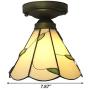 SUSUO Rustic Flush Mount Ceiling Light with Stained Glass Shade Minimalist Tiffany Ceiling Fixture for Bedroom Living Room Hallway Kitchen