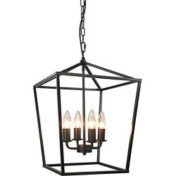 Alinhome 4-Light Chandelier, Rustic Chandelier, Black Dining Room Chandelier, Rustic Metal Pendant Light, Vintage Pendant Hanging Light,Ceiling Light Fixture for Dining Room, Kitchen Island