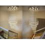 High Ceiling Chandelier Crystals Modern Raindrop Chandeliers Luxury Large Staircase Lighting Foyer Flush Mount Ceiling Light Fixture for Living Room Hotel Hallway