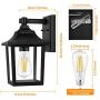 PARTPHONER Outdoor Light Fixtures Wall Mount, Porch Light Matte Black Finish Wall Sconce with E26 Socket, Waterproof Anti-Rust Modern Wall Lantern, Wall Light with Clear Glass for Entryway, Garage