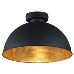 Vintage Barn Ceiling Light Metal Dome Lampshade Semi Flush Mount in Matte-Black Finish-Modern Industrial Style for Kitchen Island Pool Table Dining Room Bedroom Bar Counter -Easric 1 Light(32x32x21cm）