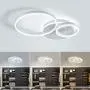 IKK Modern Ceiling Light, Dimmable LED Flush Mount Light Fixture with Remote Control, 3 White Rings Acrylic Shade 45W Modern Ceiling Lamp Fixture for Kitchen, Living Rooms, Entry, Stair, Wall Lamp