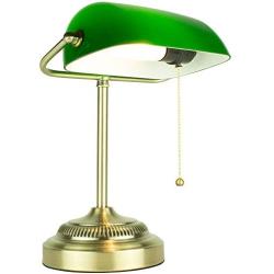 Newhouse Lighting NHDK-MO-GO Morgan Desk Shade, Antique Style Traditional Banker Lamp Perfect for Offices, Reading, Living Rooms-Includes Free LED Bulb, Green/Brass