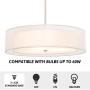 CO-Z 3 Light Double Drum Pendant Light, 20'' Brushed Nickel Convertible Semi-Flush Mount Drum Ceiling Light Fixture for Kitchen Island Dining Table Bedroom Entry Bar, Modern Hanging Lights Chandelier