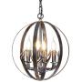 Globe Antler Chandelier 4 Light Rustic Black Metal Pendant Light Deer Antler Chandelier Lighting for Kitchen Island Dining Room Living Room Foyer
