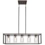 FIMITECH Chandeliers Modern Contemporary Rectangle 5-Light Dining Room Lighting, Adjustable Rods, Farmhouse Ceiling Light Kitchen Island Cage Pendant Lights with Glass Shade (Oil-Rubbed Bronze)