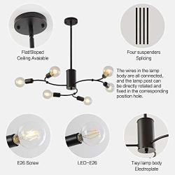 Black Sputnik Chandelier Vintage Metal Semi Flush Mount Ceiling Light Modern Style Chandelier 6 Lights Sputnik Lighting by Xilicon