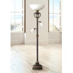 Calistoga Light Blaster Traditional European Torchiere Floor Lamp 3-Light Tree Oil Rubbed Bronze White Glass for Living Room Reading Bedroom Uplight - Franklin Iron Works