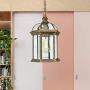 LITFAD Gold Lantern Ceiling Hanging Light with Clear Glass Shade 1 Bulb 8'' L Vintage Outdoor Waterproof Lighting Industrial Pendant Light for Dining Room Restaurant Bar Courtyard