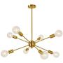 Sputnik Chandelier 8-Lights Brass Modern Pendant Lighting Mid Century Chandelier Semi Flush Mount Ceiling Light for Bedroom Living Foyer UL Listed