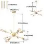 Kostomo Gold Sputnik Chandelier 8 Lights Chandeliers Mid Century Modern Light Fixture Ceiling Lamps for Living Room Electroplated Finish Lights Industrial Brass Pendant Lighting（8lights-Brass）