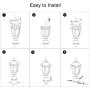 FUDESY 2-Pack Outdoor Post Light Pole Lantern Lighting Fixture with E26 Socket 3000K LED Edison Filament Bulb Included (Corded-Electric), Anti Corrosion Plastic Materials, Black, FDS2543B