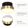 12W Semi Flush Mount Ceiling Light, 5.91'' LED Ceiling Light Fixture for Hallway Corridor Gallery Kitchen Living Room Dinning Room Matte Black and Gold Finish