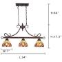 Capulina Tiffany Pool Table Lights 3-Light Dining Room Light Stained Glass Chandelier Hanging Light Victorian Dining Table Lights Vintage Style Chandelier