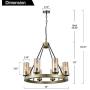 Wellmet 8-Light Wagon Wheel Chandeliers with Seeded Glass Shades, 30” Farmhouse Rustic Iron Chandelier, Industrial Round Hanging Ceiling Lighting Kitchen Island Dining Room Living Room, Antique Brass