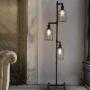 NIUYAO Industrial Style 60 High Track Tree Floor Lamp Iron Cage 3 Lights Pipe LED Floor Light Fixture Black 409434