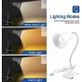 Desk Lamp, Desk Light with 3 Color Modes, Clamp Lamp with Eye-Caring Function for Bedroom, Study Room and Office (White)