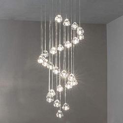 Crystal Chandelier Modern Pendant Light LED Raindrop Ceiling Lamp Crystal Ball Lighting Fixture 26 Lights for Staircase Living Room Hotel Hallway Bedroom Hotel Hallway Foyer Entryway (26 lights-Round)