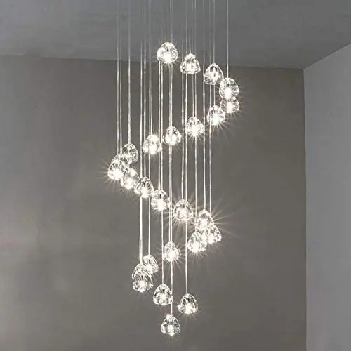 Crystal Chandelier Modern Pendant Light LED Raindrop Ceiling Lamp Crystal Ball Lighting Fixture 26 Lights for Staircase Living Room Hotel Hallway Bedroom Hotel Hallway Foyer Entryway (26 lights-Round) Crystal Chandelier Modern Pendant Light LED Raindrop Ceiling Lamp Crystal Ball Lighting Fixture 26 Lights for Staircase Living Room Hotel Hallway Bedroom Hotel Hallway Foyer Entryway (26 lights-Round)