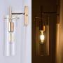 KRASTY Modern Metal Wall Sconce Hradwired Wall Light Fixtures Clear Glass Wall Sconces, Wall Lamp for Living Room Bedroom Bathroom Hallway (Brass)
