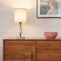 White Bedside Desk Table Lamp, Modern Fabric Shade Desk Lamp Nightstand for Bedroom Living Room End Table