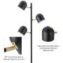 CO-Z LED Floor Lamp, 3 Light Tree Torchiere Floor Lamp for Living Room Bedroom Home Office, Industrial Modern Black Bright Task Standing Pole Reading Light with 3 Adjustable Heads