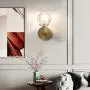 APBEAMLighting Crystal Ball Sconces Lighting Antique Brass Bedside Wall Lighting Flush Mount for Bedroom Hallway Living Room