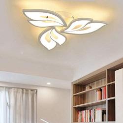 LED Ceiling Light Dimmable with Remote Control Modern Ceiling Lamp Acrylic Shade White Lacquered Metal Frame Creative Flower-Shape Ceiling Lamp Bedroom Dining Room Living Room Lamp (A-3-60CM)