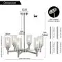 VINLUZ 6 Light Contemporary Chandelier Brushed Nickel Modern Pendant Lighting Cylinder Clear Glass Shaded Classic Ceiling Light Fixtures for Living Room Dining Room Kitchen