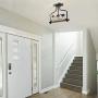 Semi Flush Mount Ceiling Light, Wood Ceiling Light Fixtures with Seeded Glass Shade for Bedroom, Entryway, Foyer, Stairway, Dining Room, 15.5 inches