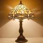 Tiffany Lamp Cream Stained Glass Crystal Bead Dragonfly Table Light W12H18 Inch S139 WERFACTORY Lamps Parent Friend Lover Living Room Bedroom Coffee Bar Study Office Desk Bedside Antique Craft Gifts
